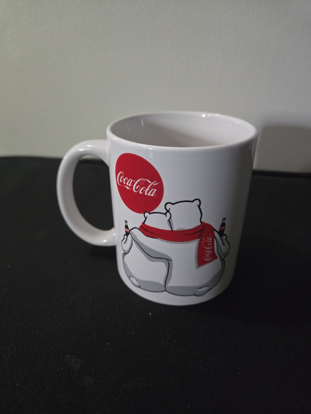 Coca Cola White Polar Bear Ceramic Mug with Red Accents